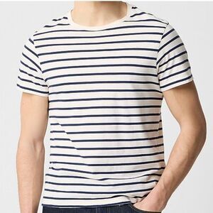 J. Crew factory C2491 Deck Striped Tee white and navy size M